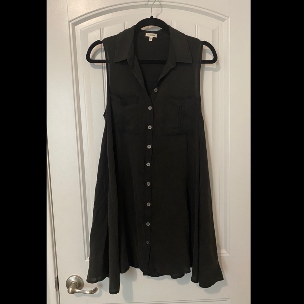 Black Button Up Shift Dress